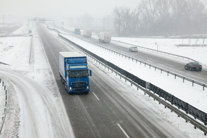 Winter truck driving